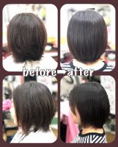 自然な丸みを残した仕上がり まっすぐすぎない、やわらかいナチュラルストレートに仕上げます。